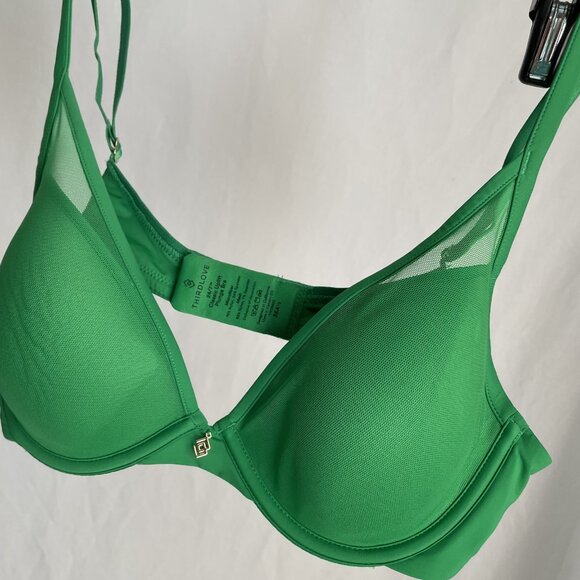 ThirdLove 24/7 Classic Uplift Plunge Bra Size 36A½ Green Smooth T-Shirt Mesh New - Picture 9 of 12
